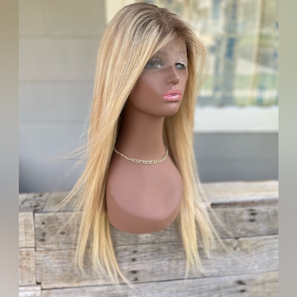 Other - 24” Human Hair Wig 13x4 HD Lace Frontal Wig Highlights Silky Straight